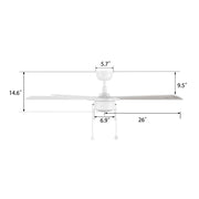 Carro Ryker 52in 5-Blade Ceiling Fan with LED Light | Soft Modern White Whitewashed Plywood | Indoor Living Room & Bedroom | 52 | Model CFP525B5-L11-WP-1
