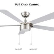 Carro Ryker 52in 5-Blade Ceiling Fan with LED Light | Soft Modern White Whitewashed Plywood | Indoor Living Room & Bedroom | 52 | Model CFP525B5-L11-WP-1
