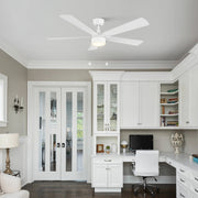 Carro Ryker 52in 5-Blade Ceiling Fan with LED Light | Soft Modern White Whitewashed Plywood | Indoor Living Room & Bedroom | 52 | Model CFP525B5-L11-WP-1