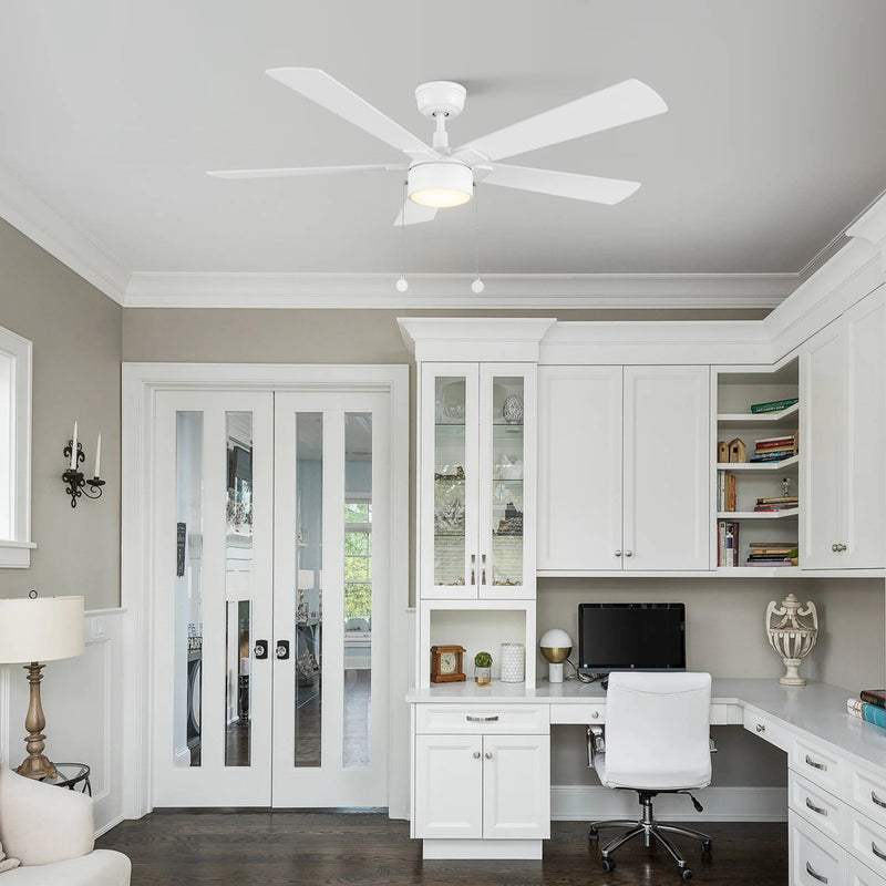 Carro Ryker 52in 5-Blade Ceiling Fan with LED Light | Soft Modern White Whitewashed Plywood | Indoor Living Room & Bedroom | 52 | Model CFP525B5-L11-WP-1