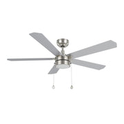 Carro Valencia 52in 5-Blade Ceiling Fan with LED Light | Soft Modern Brushed Nickel Plywood | Indoor Living Room & Bedroom | 52 | Model CFP525E2-L11-WP-1