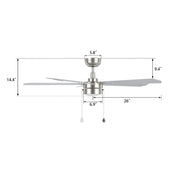 Carro Valencia 52in 5-Blade Ceiling Fan with LED Light | Soft Modern Brushed Nickel Plywood | Indoor Living Room & Bedroom | 52 | Model CFP525E2-L11-WP-1