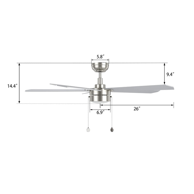 Carro Valencia 52in 5-Blade Ceiling Fan with LED Light | Soft Modern Brushed Nickel Plywood | Indoor Living Room & Bedroom | 52 | Model CFP525E2-L11-WP-1