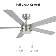 Carro Valencia 52in 5-Blade Ceiling Fan with LED Light | Soft Modern Brushed Nickel Plywood | Indoor Living Room & Bedroom | 52 | Model CFP525E2-L11-WP-1