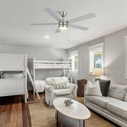 Carro Valencia 52in 5-Blade Ceiling Fan with LED Light | Soft Modern Brushed Nickel Plywood | Indoor Living Room & Bedroom | 52 | Model CFP525E2-L11-WP-1