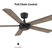 Carro Valencia 52in 5-Blade Ceiling Fan without Light | Soft Modern Black Barnwood Plywood | Indoor Living Room & Bedroom | 52 x | Model CFP525E2-N10-BG-1