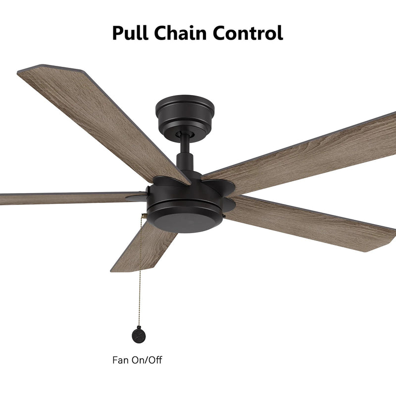 Carro Valencia 52in 5-Blade Ceiling Fan without Light | Soft Modern Black Barnwood Plywood | Indoor Living Room & Bedroom | 52 x | Model CFP525E2-N10-BG-1