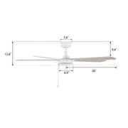Carro Valencia 52in 5-Blade Ceiling Fan | White Whitewashed Plywood Blades | Indoor Living Room & Bedroom | 52 x 52 x 11.8 in | Model CFP525E2-N10-WP-1