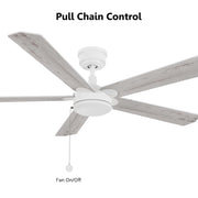 Carro Valencia 52in 5-Blade Ceiling Fan | White Whitewashed Plywood Blades | Indoor Living Room & Bedroom | 52 x 52 x 11.8 in | Model CFP525E2-N10-WP-1