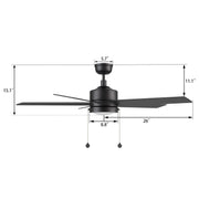 Carro Ascott 52in 5-Blade Ceiling Fan with Light | Black Plywood Blades and Integrated LED 3500K | Indoor Living Room & Bedroom | Model CFP525E5-L11-B2-1