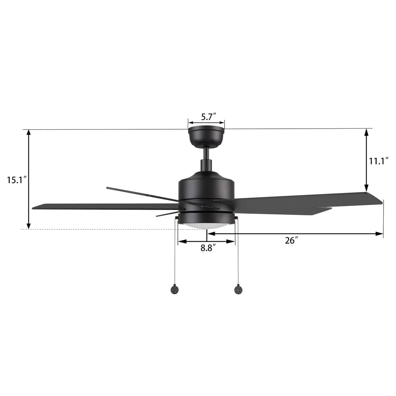Carro Ascott 52in 5-Blade Ceiling Fan with Light | Black Plywood Blades and Integrated LED 3500K | Indoor Living Room & Bedroom | Model CFP525E5-L11-B2-1