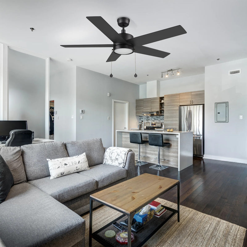 Carro Ascott 52in 5-Blade Ceiling Fan with Light | Black Plywood Blades and Integrated LED 3500K | Indoor Living Room & Bedroom | Model CFP525E5-L11-B2-1
