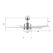 Carro Ascott 52in 5-Blade Ceiling Fan | Brushed Nickel Silver Plywood Blades with Integrated LED | Indoor Living Room & Bedroom | Model CFP525E5-L11-SJ-1