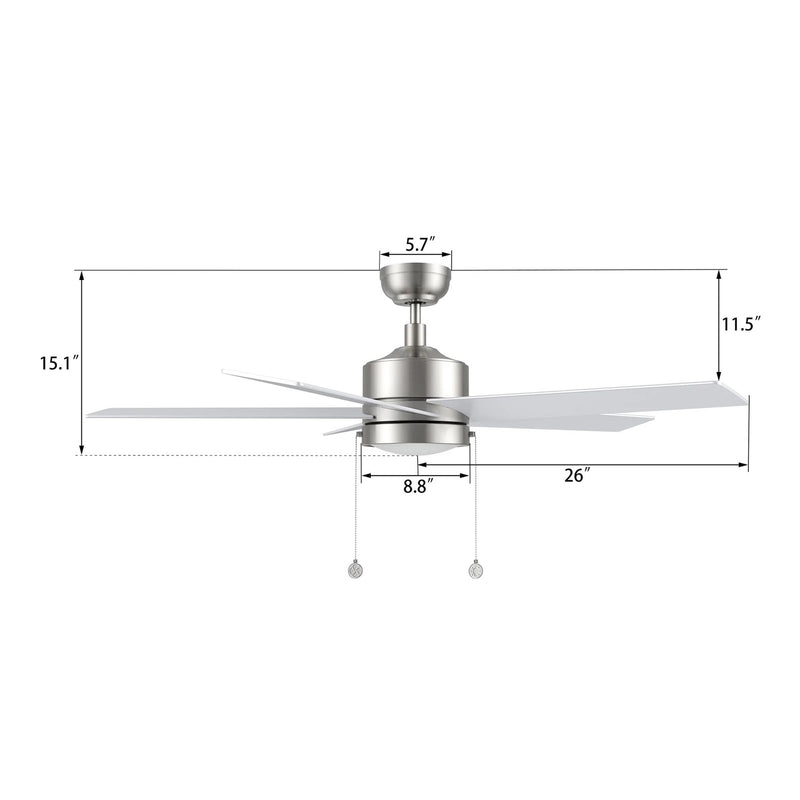 Carro Ascott 52in 5-Blade Ceiling Fan | Brushed Nickel Silver Plywood Blades with Integrated LED | Indoor Living Room & Bedroom | Model CFP525E5-L11-SJ-1