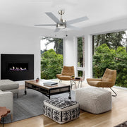 Carro Ascott 52in 5-Blade Ceiling Fan | Brushed Nickel Silver Plywood Blades with Integrated LED | Indoor Living Room & Bedroom | Model CFP525E5-L11-SJ-1