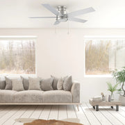Carro Ascott 52in 5-Blade Flush Mount Ceiling Fan | Brushed Nickel Plywood Blades with Integrated LED | Indoor Low Ceiling & | Model CFP525E5-L11-SJ-1-FM