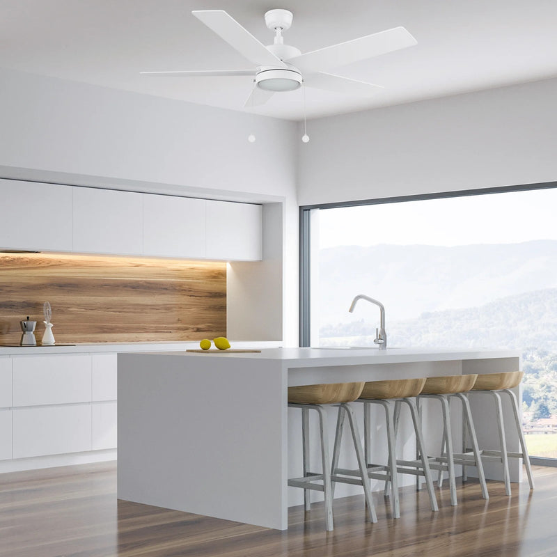 Carro Ascott 52in 5-Blade Ceiling Fan | White Plywood Blades with Integrated LED | Indoor Living Room & Bedroom | 52 x 52 x 15.1 | Model CFP525E5-L11-W1-1