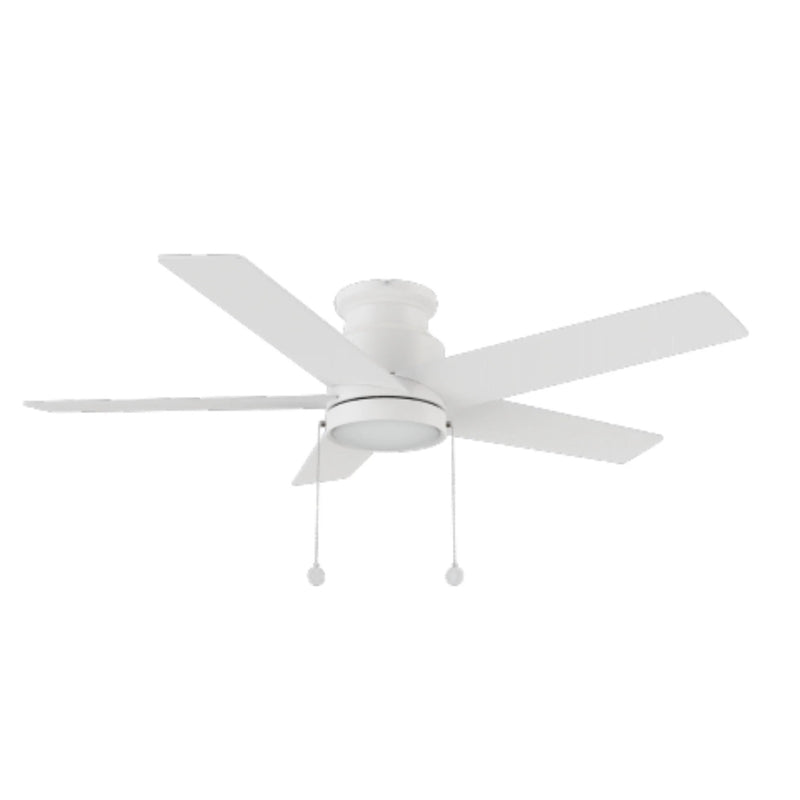 Carro Ascott 52in 5-Blade Flush Mount Ceiling Fan | White Plywood Blades with Integrated LED | Indoor Low Ceiling & Bedroom | Model CFP525E5-L11-W1-1-FM