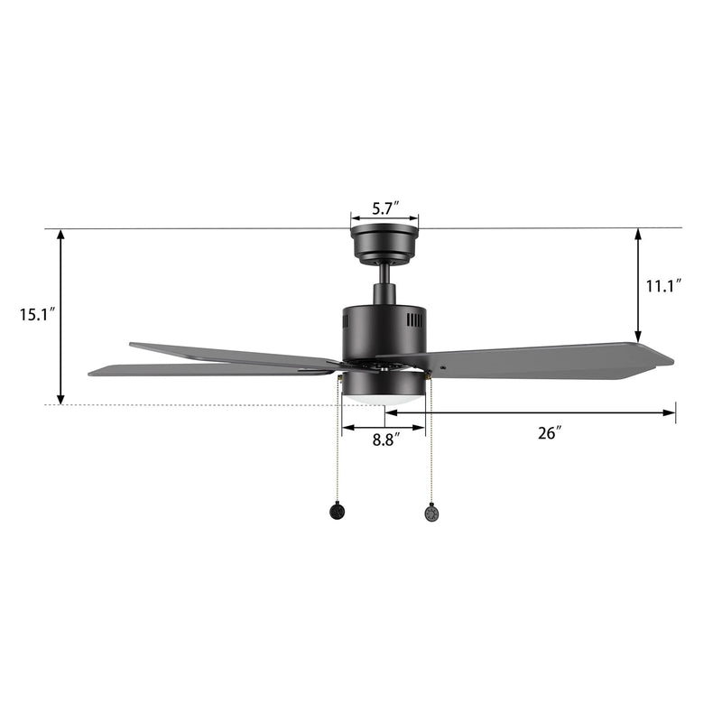 Carro Apex 52in 5-Blade Ceiling Fan | White Plywood Blades and Integrated 3500K LED | Living Room & Bedroom | 14.2 x 52 x 52 in | Model CFP525E5-L21-W1-1