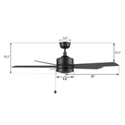 Carro Ascott 52in 5-Blade Ceiling Fan | Black Plywood Blades and Pull Chain Control | Living Room & Bedroom | 15.1 x 52 x 52 in | Model CFP525E5-N10-B2-1