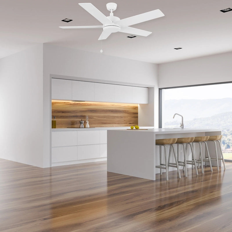 Carro Ascott 52in 5-Blade Ceiling Fan | White Plywood Blades and White Finish | Living Room & Bedroom | 52 x 52 x 15.1 in | Model CFP525E5-N10-W1-1