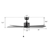 Carro Apex 52in 5-Blade Ceiling Fan | Black Plywood Blades and Black Finish | Living Room & Bedroom | 52 x 52 x 12.7 in | Model CFP525E5-N20-B2-1