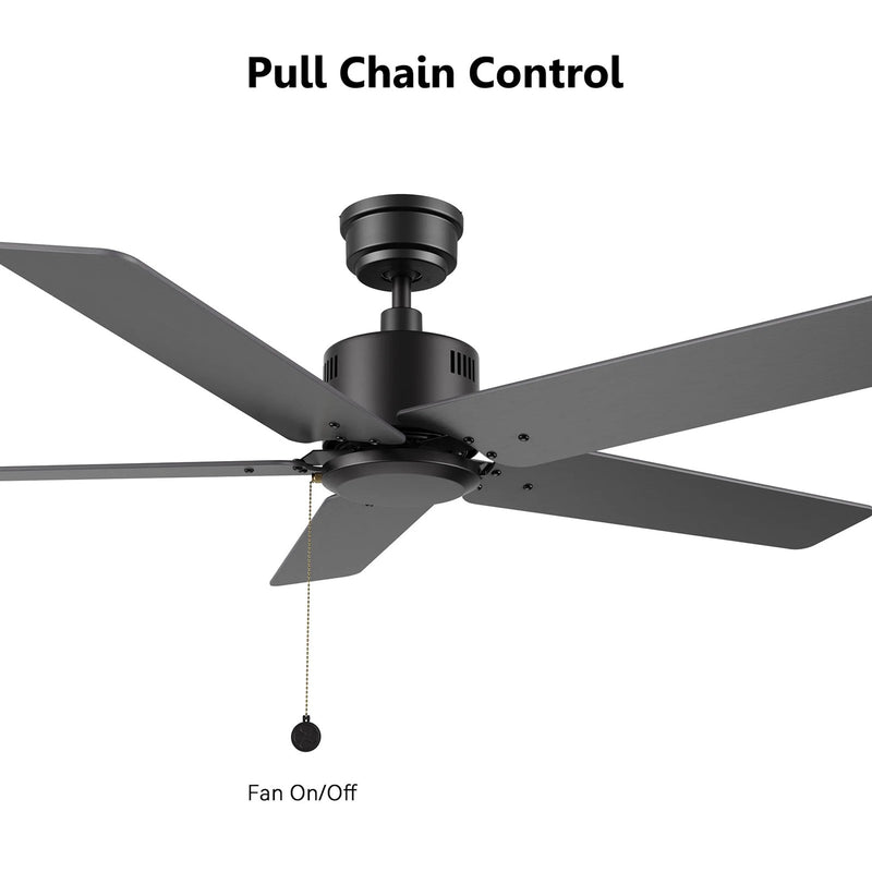 Carro Apex 52in 5-Blade Ceiling Fan | Black Plywood Blades and Black Finish | Living Room & Bedroom | 52 x 52 x 12.7 in | Model CFP525E5-N20-B2-1