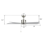 Carro Apex 52in 5-Blade Ceiling Fan | Brushed Nickel Plywood Blades and Brushed Nickel Finish | Living Room & Bedroom | 52 x 52 | Model CFP525E5-N20-SJ-1