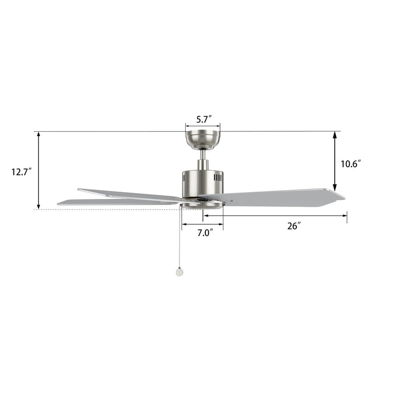 Carro Apex 52in 5-Blade Ceiling Fan | Brushed Nickel Plywood Blades and Brushed Nickel Finish | Living Room & Bedroom | 52 x 52 | Model CFP525E5-N20-SJ-1