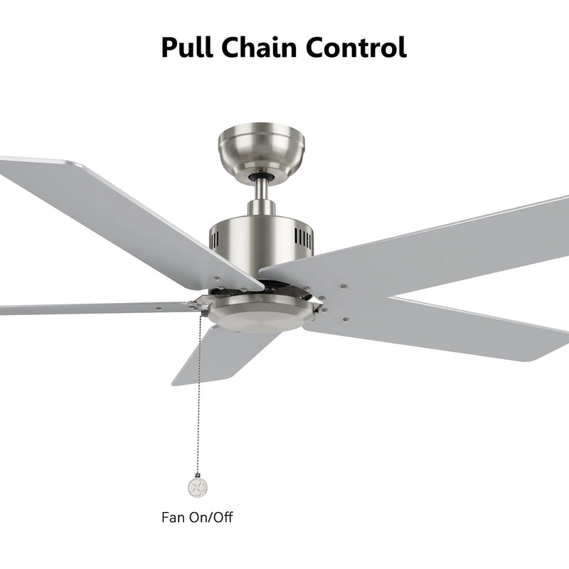 Carro Apex 52in 5-Blade Ceiling Fan | Brushed Nickel Plywood Blades and Brushed Nickel Finish | Living Room & Bedroom | 52 x 52 | Model CFP525E5-N20-SJ-1