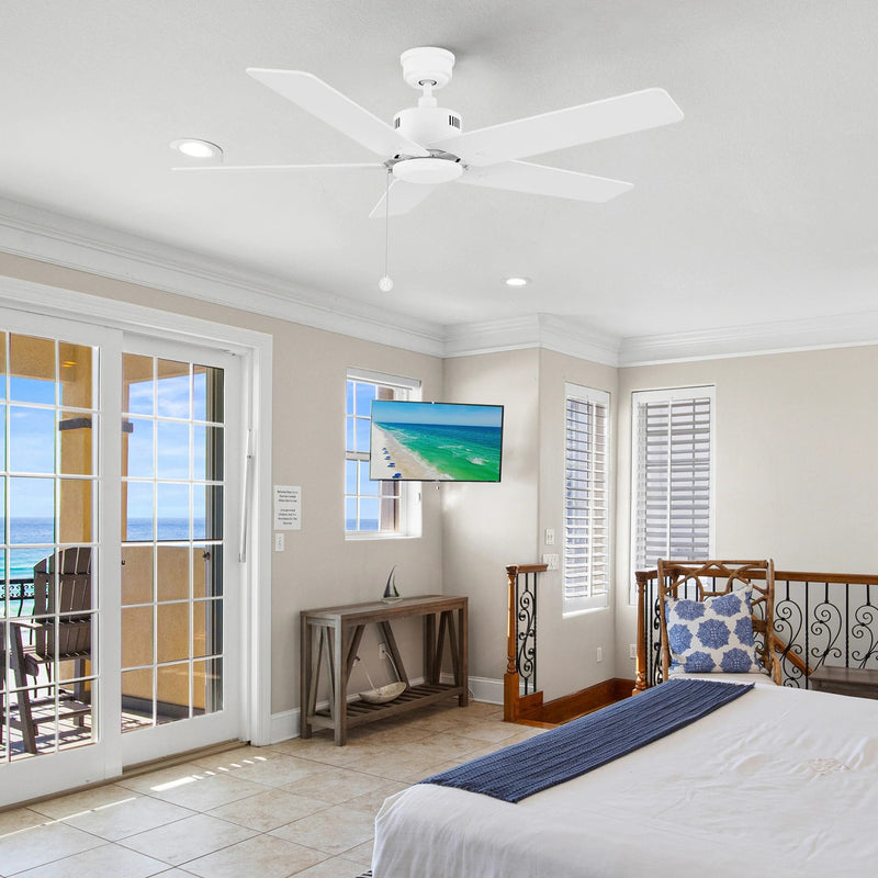Carro Apex 52in 5-Blade Ceiling Fan | White Plywood Blades and White Finish | Living Room & Bedroom | 52 x 52 x 12.7 in | Model CFP525E5-N20-W1-1