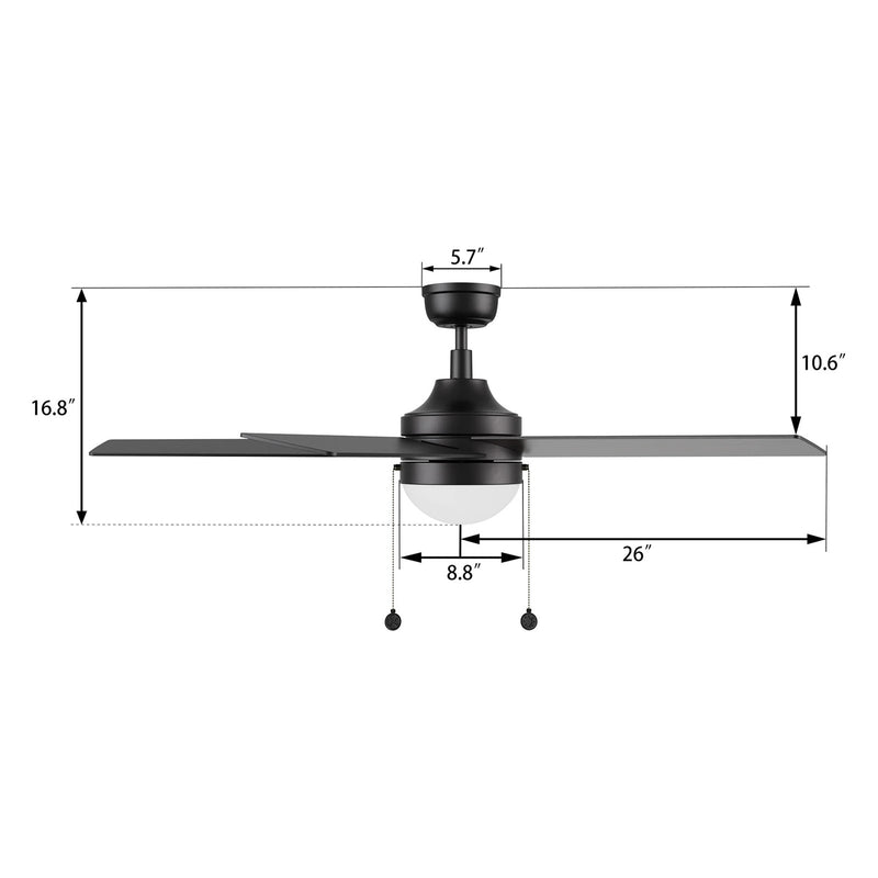 Carro Malta 52in 5-Blade Ceiling Fan | Modern Black Plywood and Integrated LED | Living Room & Bedroom | 52 x 52 x 16.8 in | Model CFP525E6-L11-B2-1