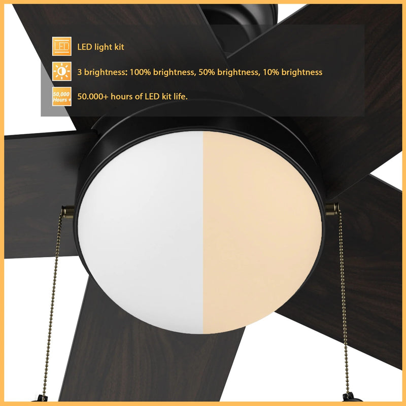 Carro Malta 52in 5-Blade Ceiling Fan | Modern Black Plywood and Integrated LED | Living Room & Bedroom | 52 x 52 x 16.8 in | Model CFP525E6-L11-B2-1