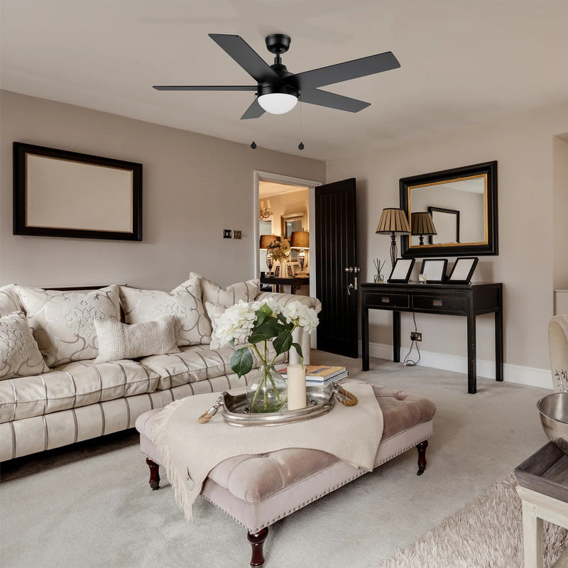 Carro Malta 52in 5-Blade Ceiling Fan | Modern Black Plywood and Integrated LED | Living Room & Bedroom | 52 x 52 x 16.8 in | Model CFP525E6-L11-B2-1