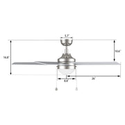 Carro Malta 52in 5-Blade Ceiling Fan | Modern Brushed Nickel Plywood and Integrated LED | Living Room & Bedroom | 52 x 52 x 16.8 | Model CFP525E6-L11-SJ-1