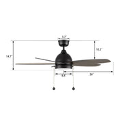 Carro Greenwood 52in 5-Blade Ceiling Fan | Rustic Black Barnwood Plywood and Integrated LED | Living Room & Family Room | 52 x | Model CFP525Q5-L11-BG-1
