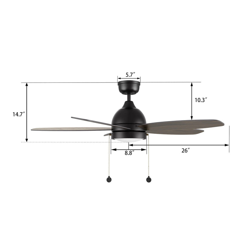 Carro Greenwood 52in 5-Blade Ceiling Fan | Rustic Black Barnwood Plywood and Integrated LED | Living Room & Family Room | 52 x | Model CFP525Q5-L11-BG-1