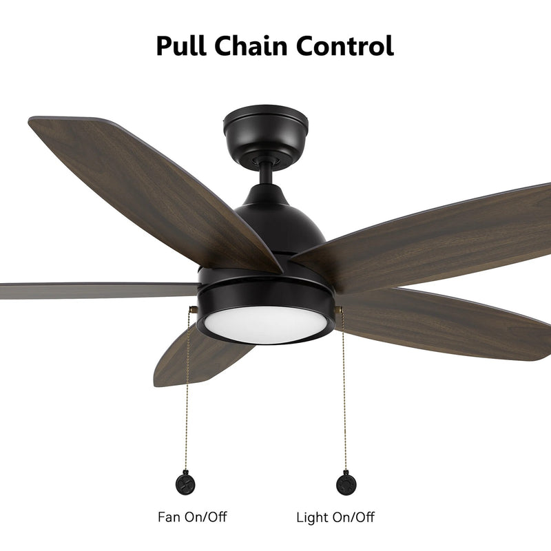 Carro Greenwood 52in 5-Blade Ceiling Fan | Rustic Black Barnwood Plywood and Integrated LED | Living Room & Family Room | 52 x | Model CFP525Q5-L11-BG-1