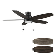 Carro Greenwood 52in 5-Blade Flush Mount Ceiling Fan | Modern Black Barnwood and Plywood | Living Room & Bedroom | 52 x 52 x | Model CFP525Q5-L11-BG-1-FM