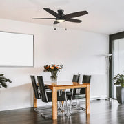 Carro Greenwood 52in 5-Blade Flush Mount Ceiling Fan | Modern Black Barnwood and Plywood | Living Room & Bedroom | 52 x 52 x | Model CFP525Q5-L11-BG-1-FM