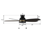 Carro Greenwood 52in 5-Blade Flush Mount Ceiling Fan | Modern Black Gold Barnwood and Plywood | Living Room & Bedroom | 52 x | Model CFP525Q5-L11-BG-1-FMA