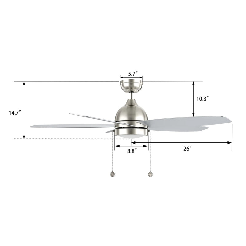Carro Greenwood 52in 5-Blade Ceiling Fan | Modern Brushed Nickel and Plywood | Living Room & Bedroom | 52 x 52 x 15.6 in, 3500K | Model CFP525Q5-L11-SJ-1