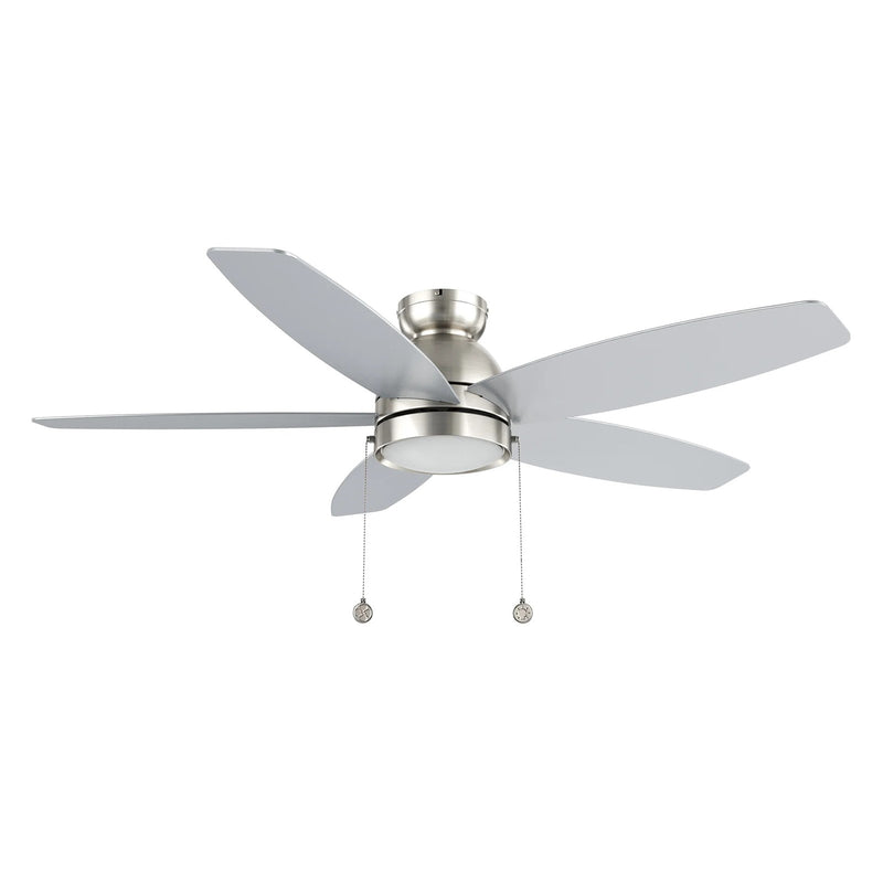 Carro Greenwood 52in 5-Blade Flush Mount Ceiling Fan | Modern Brushed Nickel and Plywood | Living Room & Bedroom | 52 x 52 x | Model CFP525Q5-L11-SJ-1-FM