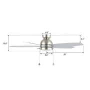 Carro Greenwood 52in 5-Blade Flush Mount Ceiling Fan | Modern Brushed Nickel and Plywood | Living Room & Bedroom | 52 x 52 x | Model CFP525Q5-L11-SJ-1-FM