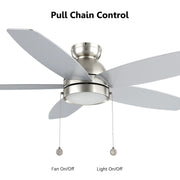 Carro Greenwood 52in 5-Blade Flush Mount Ceiling Fan | Modern Brushed Nickel and Plywood | Living Room & Bedroom | 52 x 52 x | Model CFP525Q5-L11-SJ-1-FM