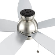 Carro Greenwood 52in 5-Blade Flush Mount Ceiling Fan | Modern Brushed Nickel and Plywood | Living Room & Bedroom | 52 x 52 x | Model CFP525Q5-L11-SJ-1-FM
