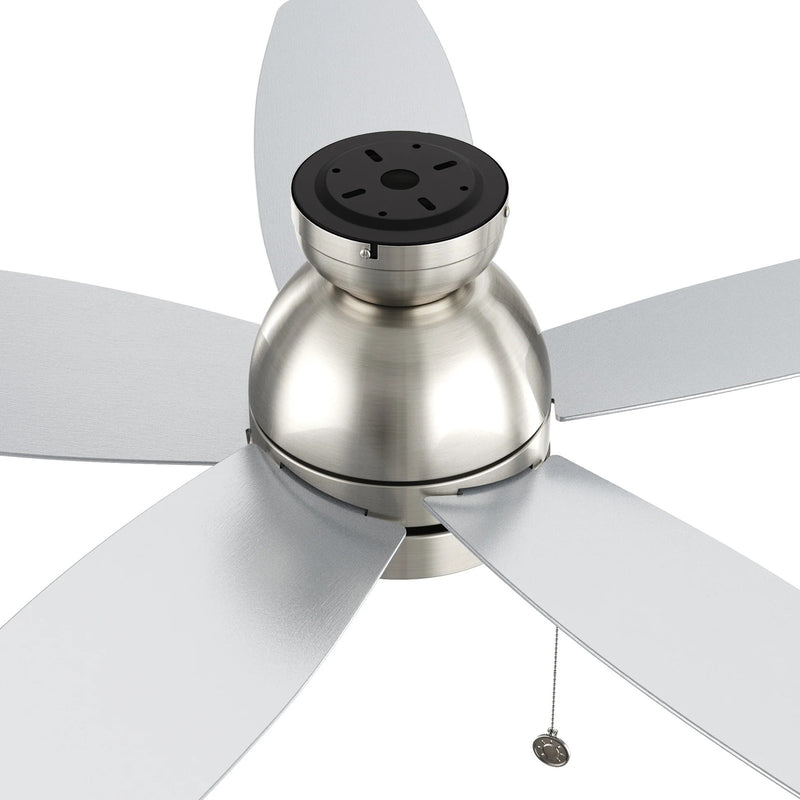 Carro Greenwood 52in 5-Blade Flush Mount Ceiling Fan | Modern Brushed Nickel and Plywood | Living Room & Bedroom | 52 x 52 x | Model CFP525Q5-L11-SJ-1-FM