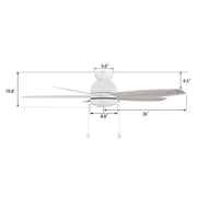 Carro Greenwood 52in 5-Blade Flush Mount Ceiling Fan | White Plywood Blades and Integrated LED | Low Ceilings & Bedrooms | 52 | Model CFP525Q5-L11-WP-1-FM