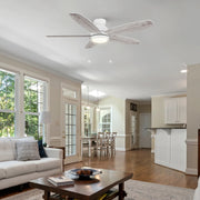 Carro Greenwood 52in 5-Blade Flush Mount Ceiling Fan | White Plywood Blades and Integrated LED | Low Ceilings & Bedrooms | 52 | Model CFP525Q5-L11-WP-1-FM