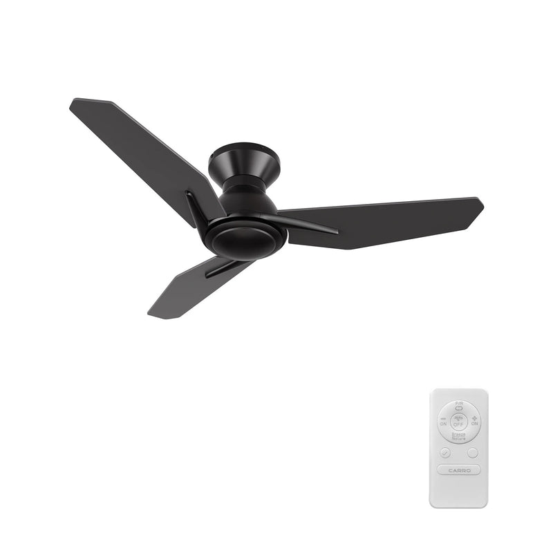 Carro Leon 44in 3-Blade Flush Mount Ceiling Fan | Black Plywood Blades and Remote Control | Bedrooms & Living Rooms | 44 x 44 | Model CFR443J3-N10-B2-1-FM